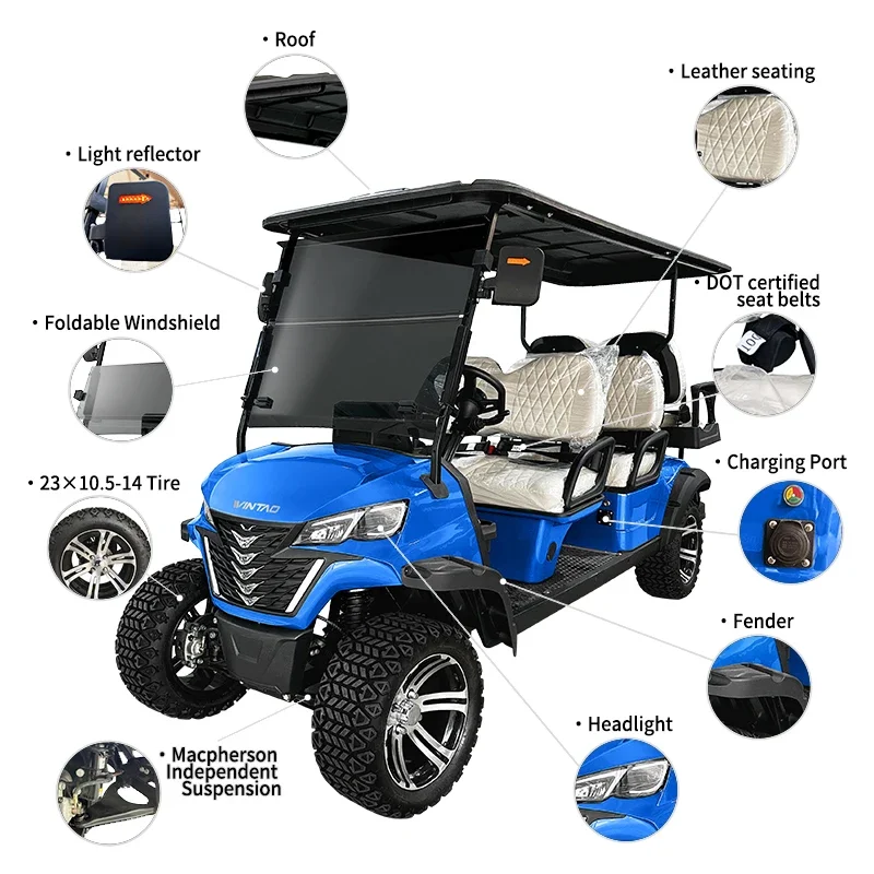 2024 new electric 4x4 golf cart for sale 5KW 72v 100ah golf cart battery solar powered golf cart