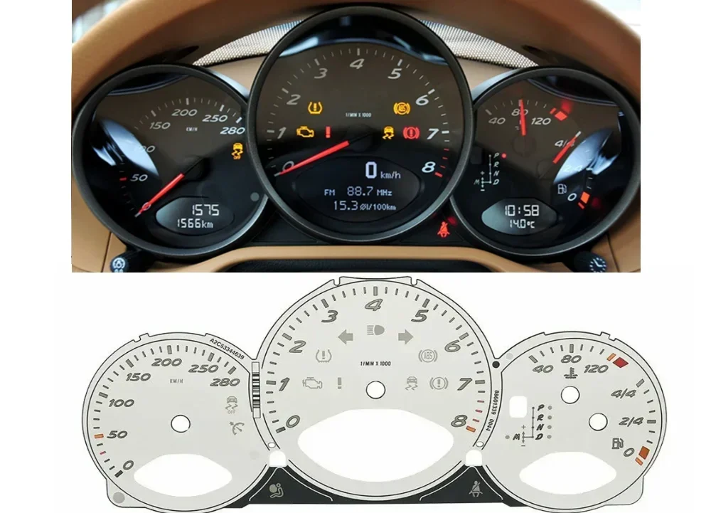 

Лицевая панель датчика Speedo DIALS для Porsche 987.2a Cayman/Boxster, накладка Tacho приборной панели 2006-2011 гг.