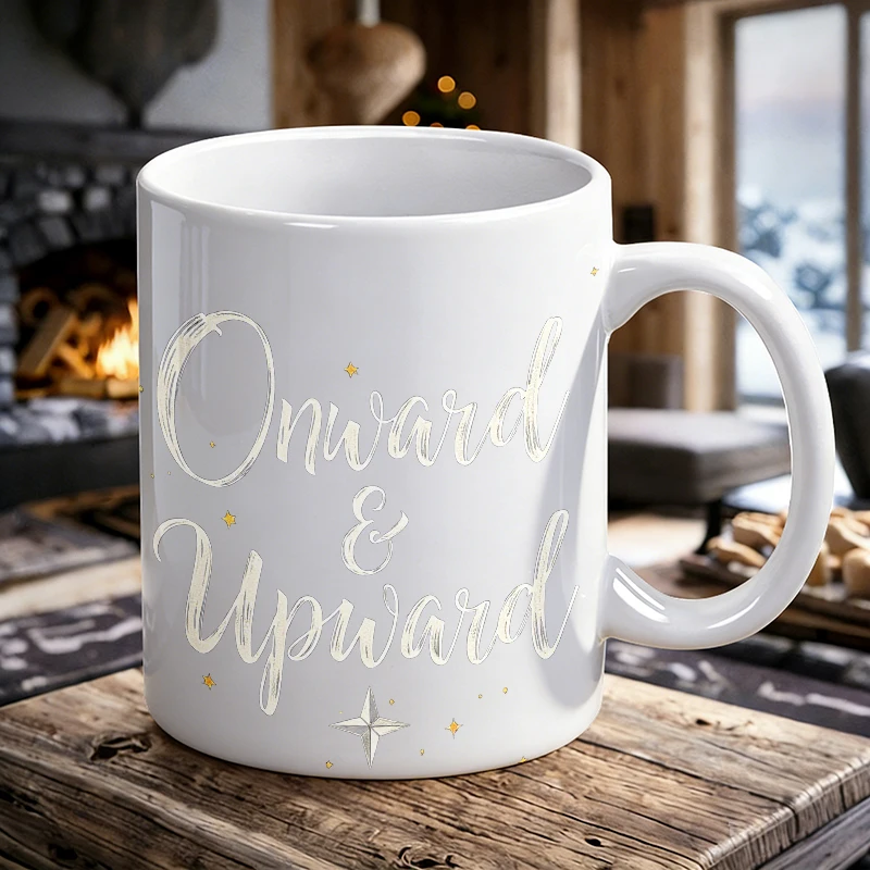 

"Inspirational Onward & Upward" ceramic mug, coffee mug, milk mug, office tea cup, drinking cup, gift for friends,fade-resistant