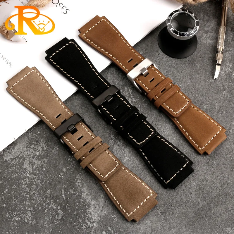 34*24mm wypukły na dzwonek i Ross B & R BR-01 BR-03 pasek wysokiej jakości paski do zegarków z naturalnej skóry męska opaska na nadgarstek bransoletka