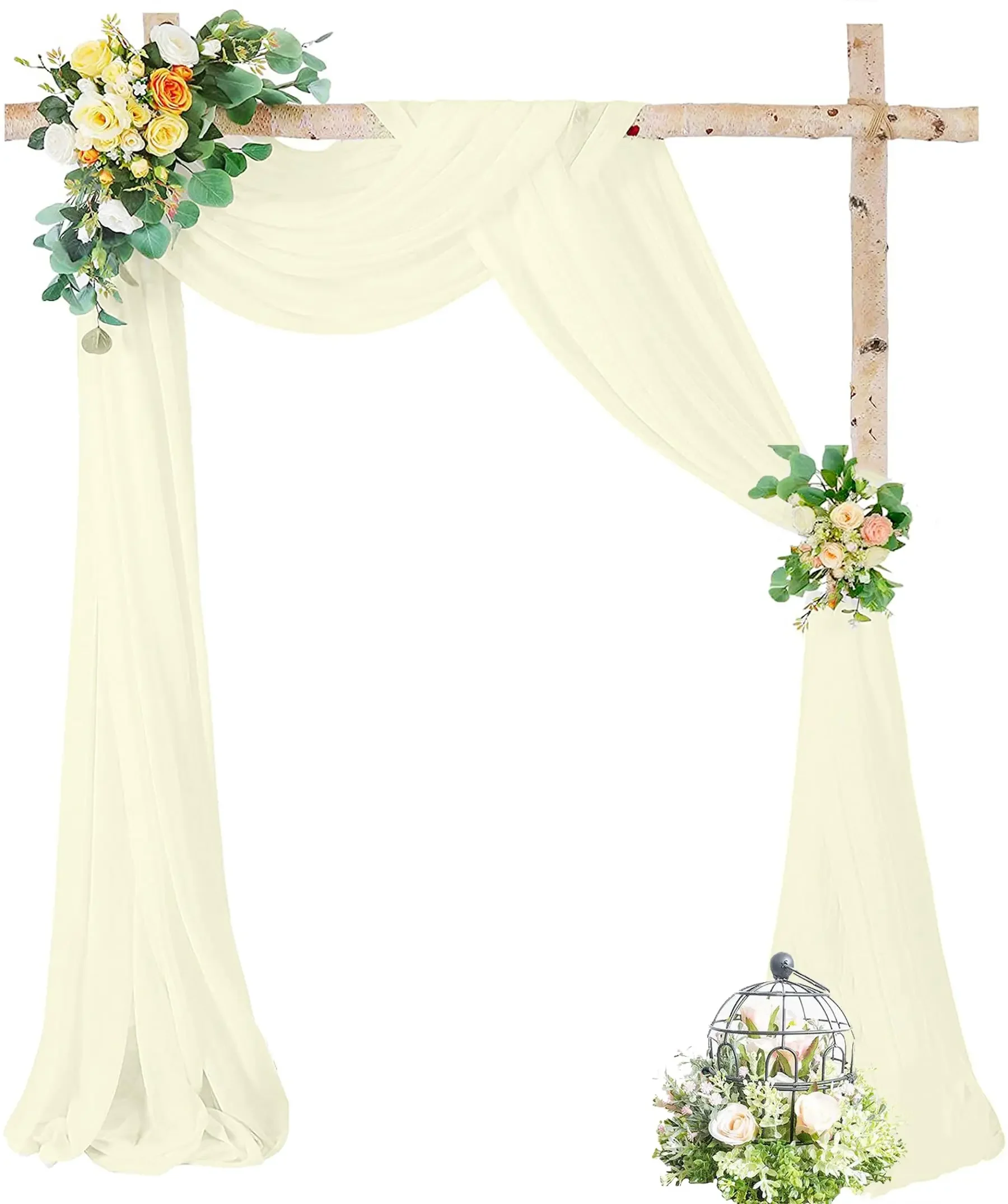 

Chiffon Wedding Arch Draping for Ceremony Reception Decorations Sage Green Sheer Fabric Curtains for Party Stage Bridal Shower