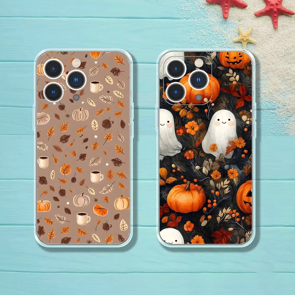 

Autumn leaves pumpkin Phone Case iPhone 16 17 15 14 13 12 11 Pro Max Plus Mini Clear Full Back Cover Silicone Soft Shell