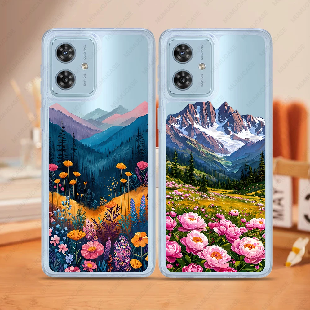 2 in 1 PC+TPU Protective Case For Moto G54 G84 Edge 40 Neo Shockproof Cover Beautiful Landscape