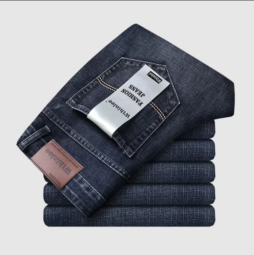 Imagen 2 del producto Wthinlee, nuevos pantalones vaqueros de negocios para hombres, pantalones vaqueros informales rectos elásticos a la moda, pantalones vaqueros clásicos azules y negros para trabajo, ropa de marca masculina