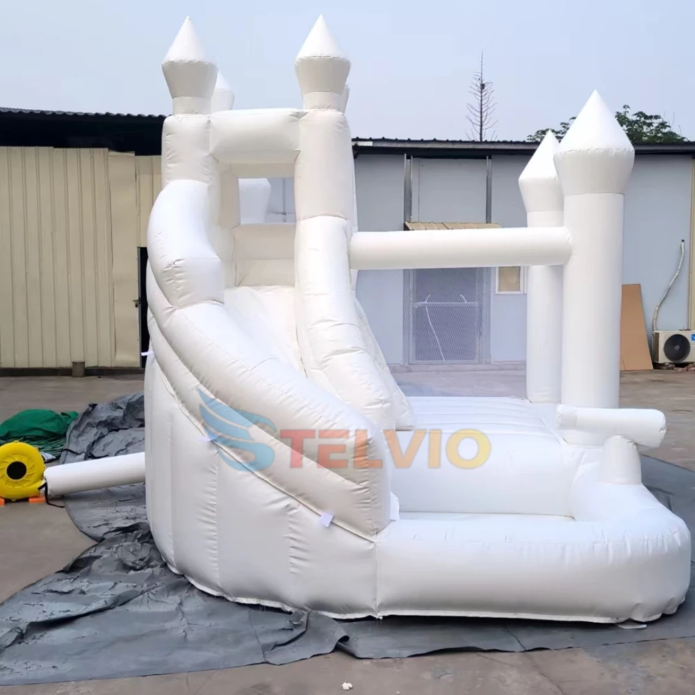 Commercial Kids Inflatable Wedding Bouncy Castle Combo White Bouncy Castle Inflatable Air Jumping White Bounce House With Slide