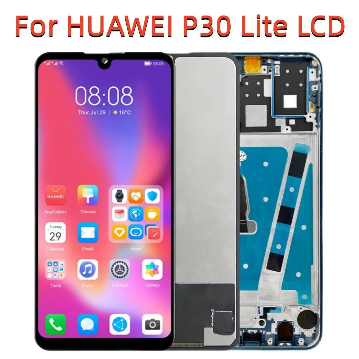 

ЖК-дисплей TFT 6,15 дюйма с рамкой для HUAWEI P30 Lite, ЖК-экран для HUAWEI P30 Lite, экран для Nova 4e MAR-LX1 LX2 AL01