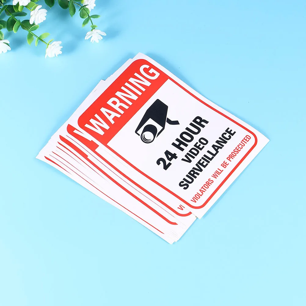 

24 Hour Video Warming Sign Stickers Warning Signs Double Adhesive Car Decor Indoor Outdoor