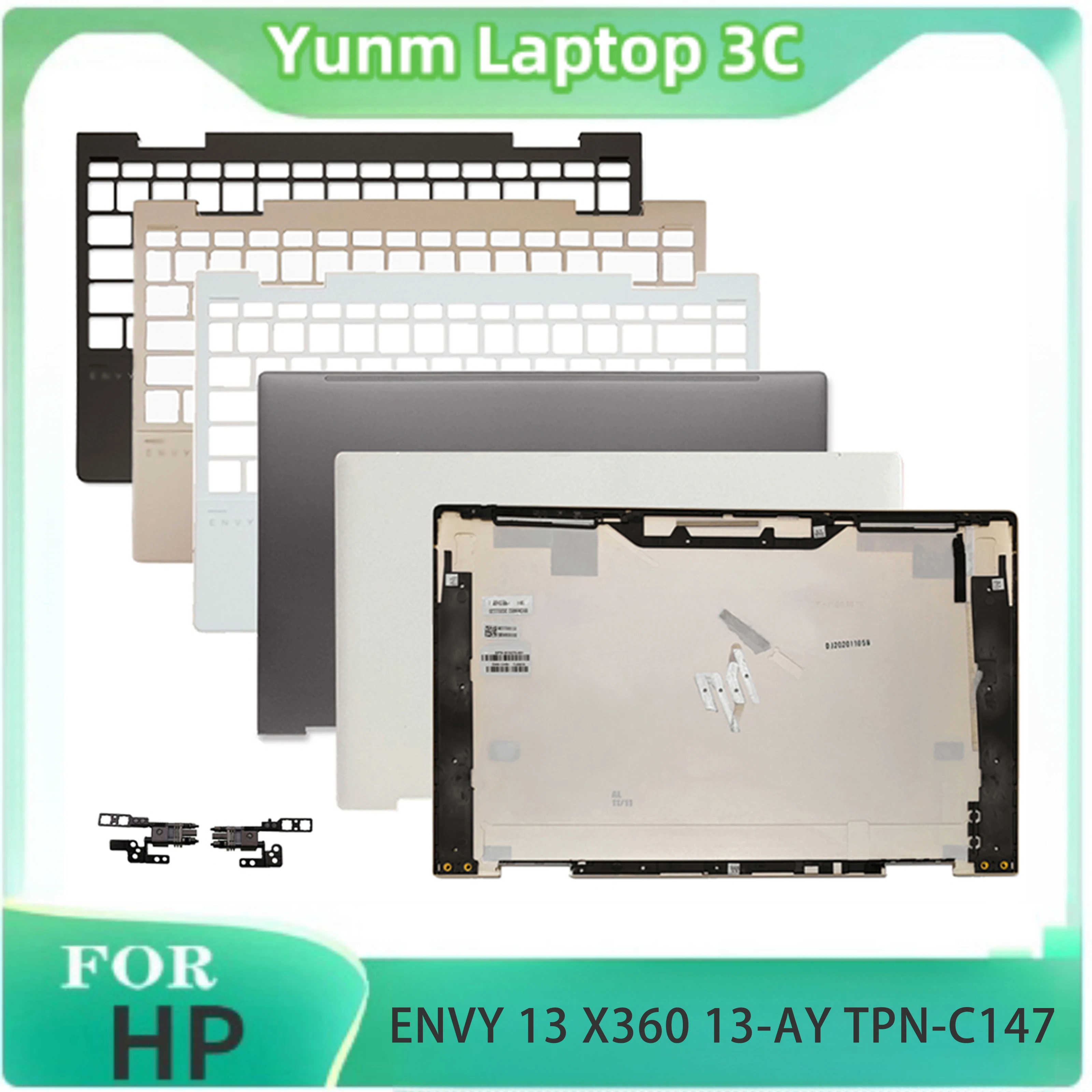 

New For HP ENVY 13 X360 13-AY TPN-C147 Laptop LCD Back Cover Front Bezel Palmrest Bottom Case Hinges