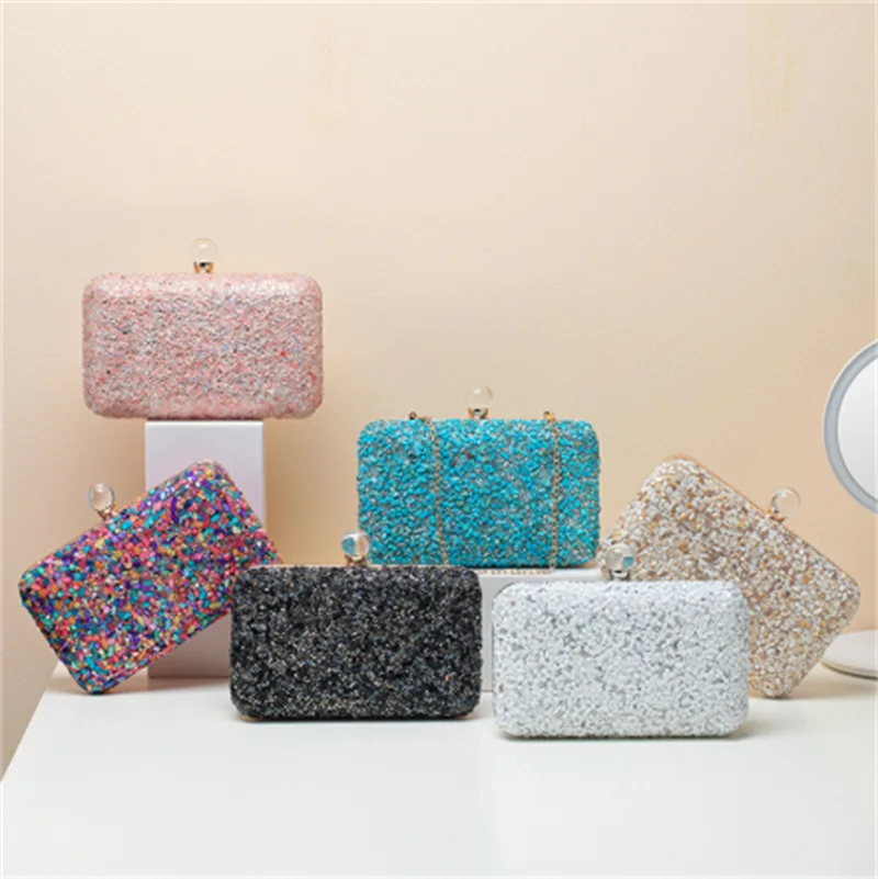 

2025 Stone Evening Bags Single Side Women Banquet Clutch Bags Party Dinner Wallets For Ladies Drop Shipping