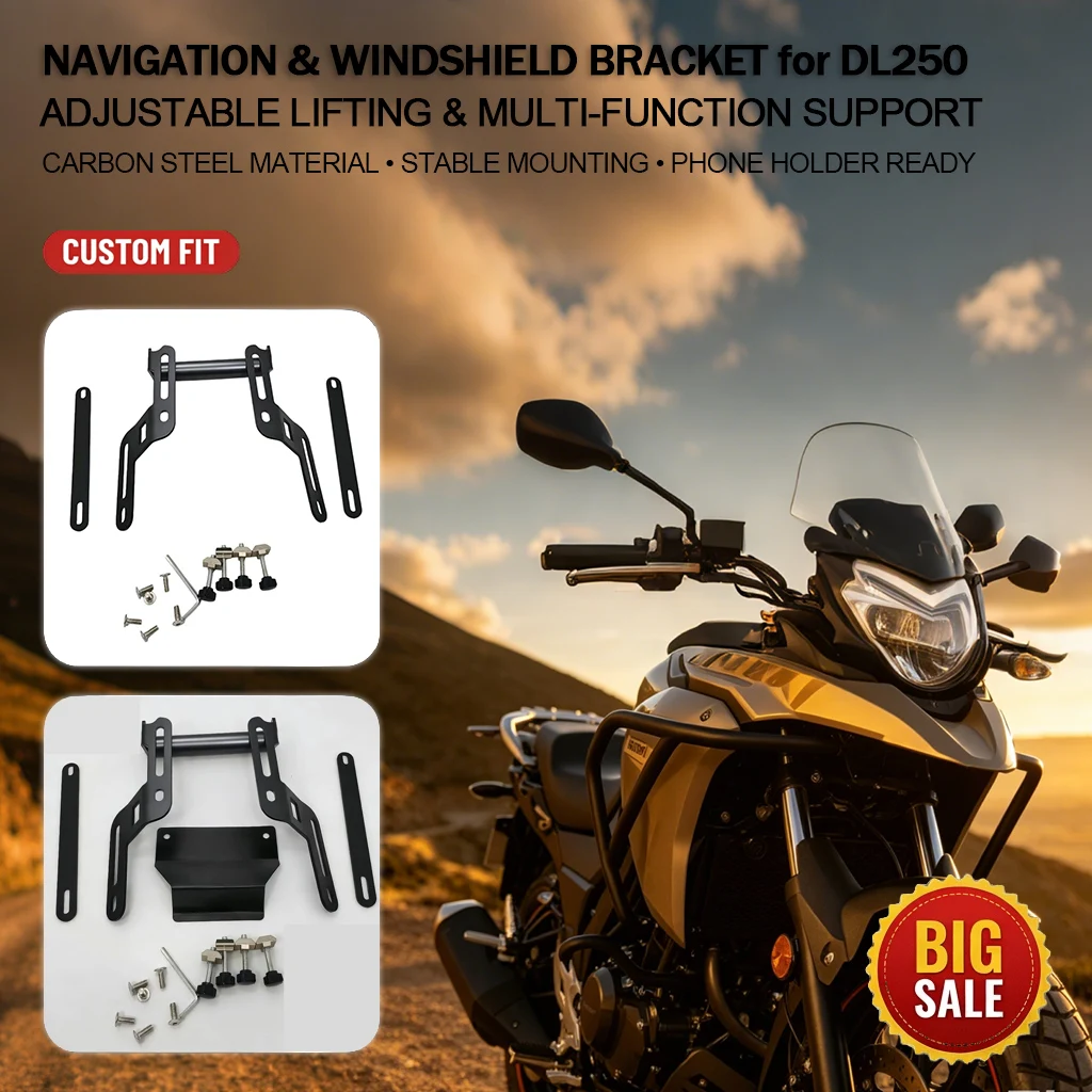 Motorcycle Navigation Bracket for DL250 Windshield Lifting Bracket Extension Support Mobile Phone Holder Accessories