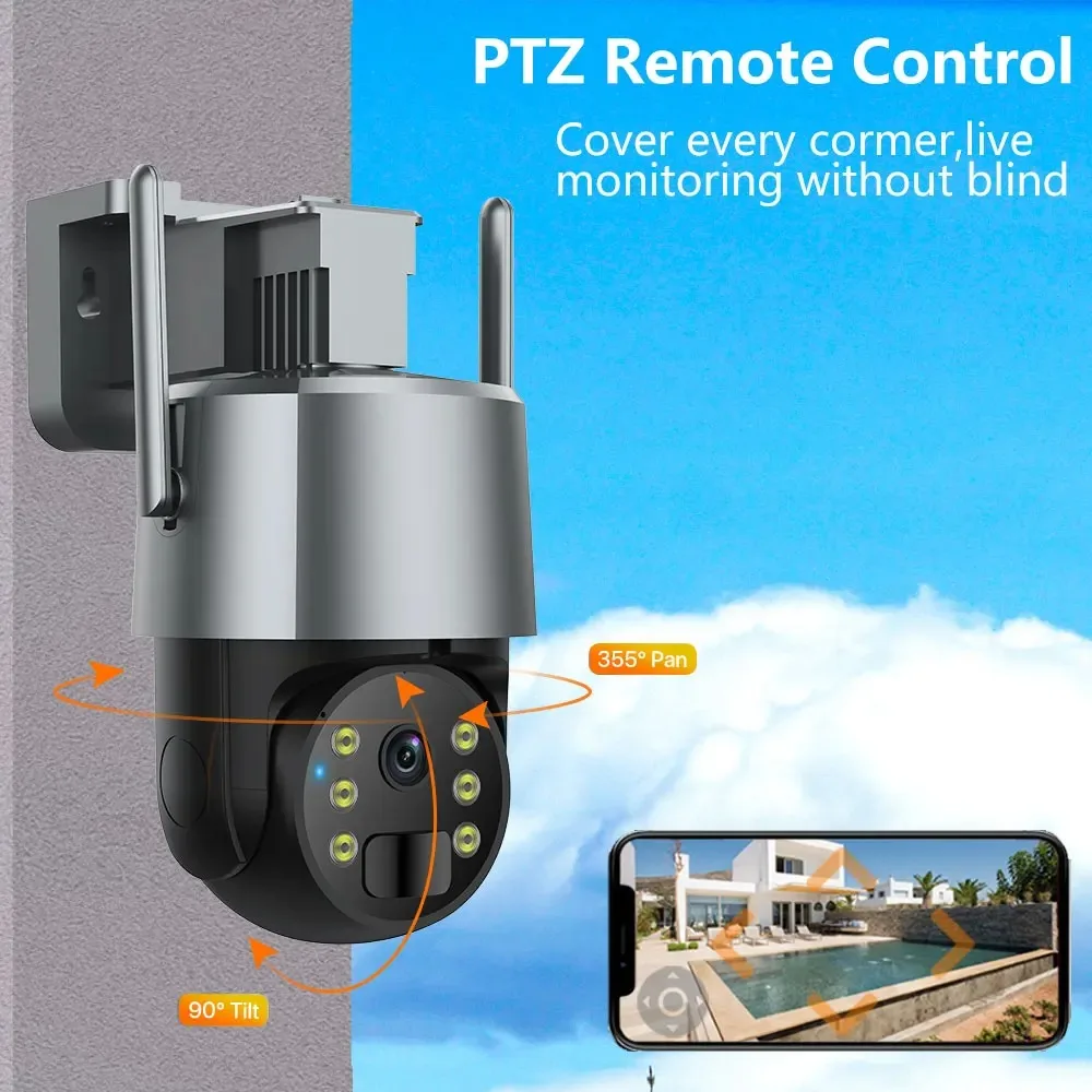 Telecamera PTZ TUYA WIFI da 5mp con telecamera di sicurezza a pannello solare WIFI PIR Motion Detection sorveglianza con Smart Life Home Camer