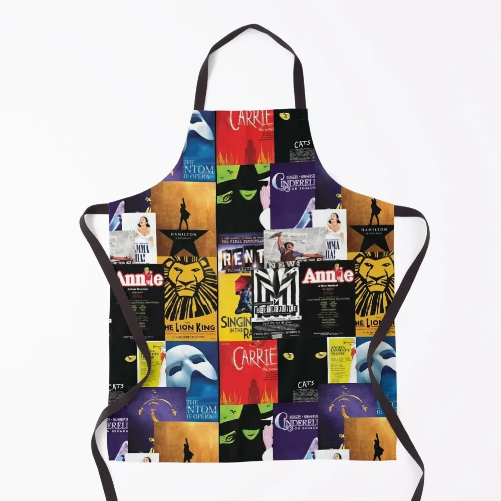 Broadway Posters Apron Kitchen Kawaii Accessories chef for man japanese style For Girl Apron