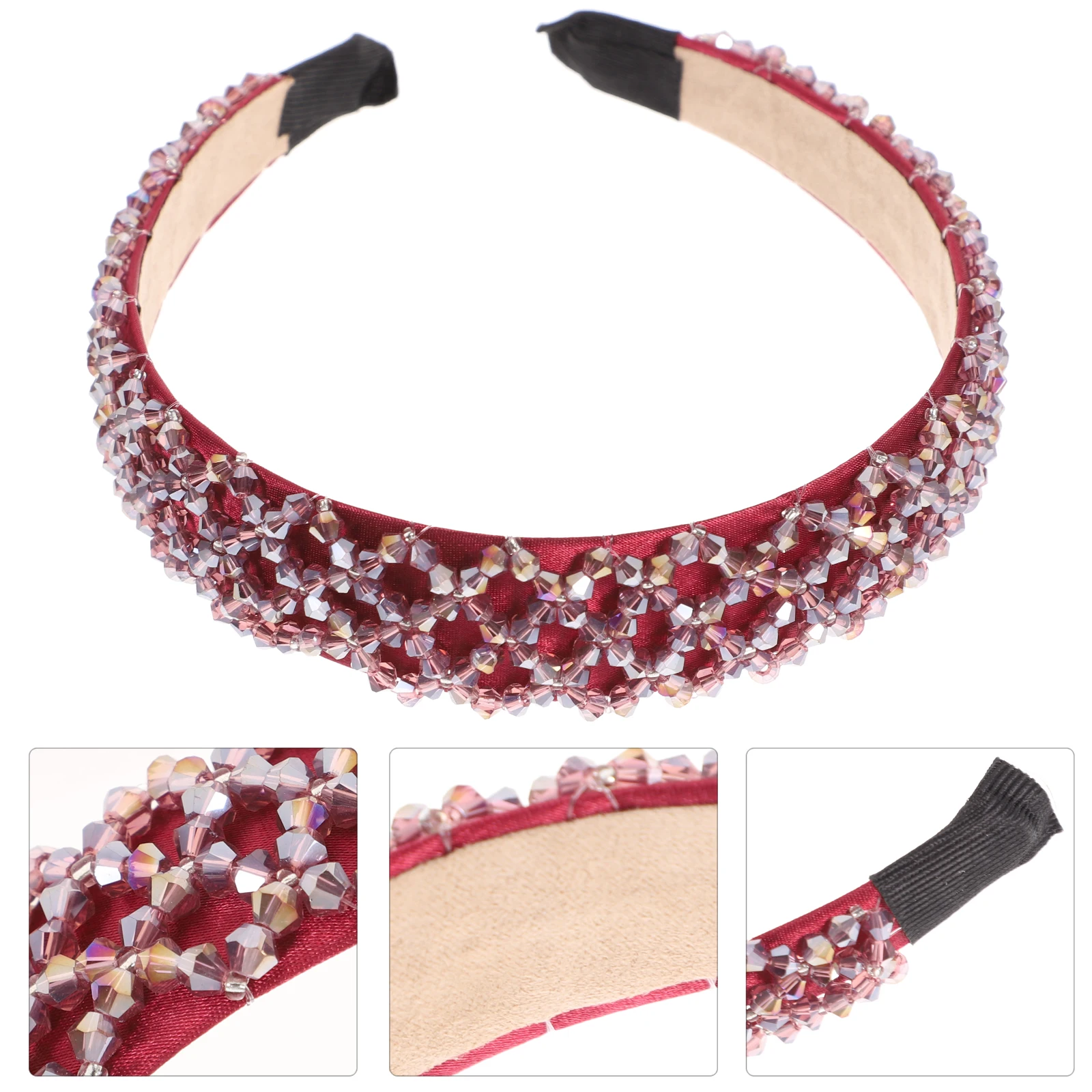 

1pc Crystal Hoop Black Durable Fashion Headband For Women Beaded Hair Band Chic Party Wedding Gift Hair Styling Tool