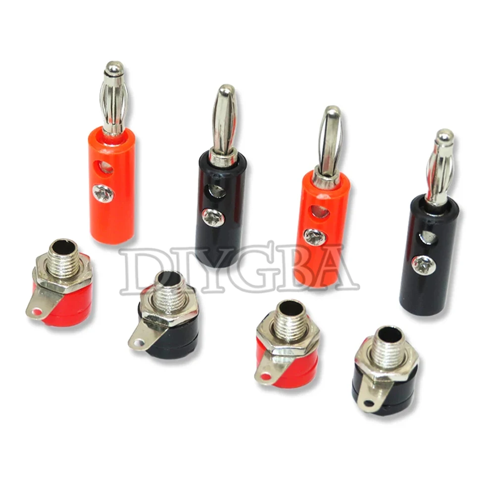 10pcs Lantern Type Audio Speaker Screw Gilt Golden 4mm Black Red Banana Head Fixed Gold-Plated Plug Connectors