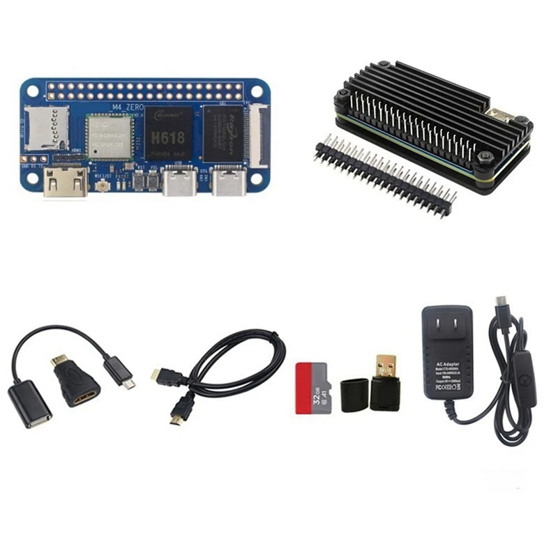 For Banana Pi BPI-M4 Zero Development Board+Case Full Kit 4G LPDDR4 32G EMMC H618 2.4G/5G WIFI BT4.2 Motherboard US Plug