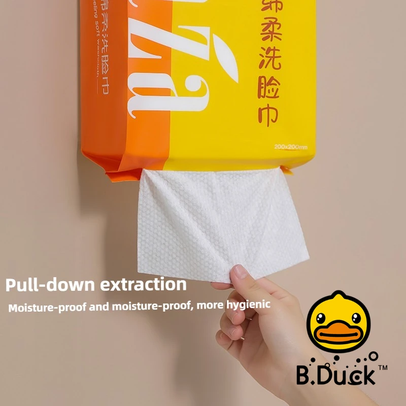 B,Duck Disposable Towel Natural Non-irritating Non-woven Thickened Durable Wet and Dry Dual-use Value Family Pack 200 Pieces