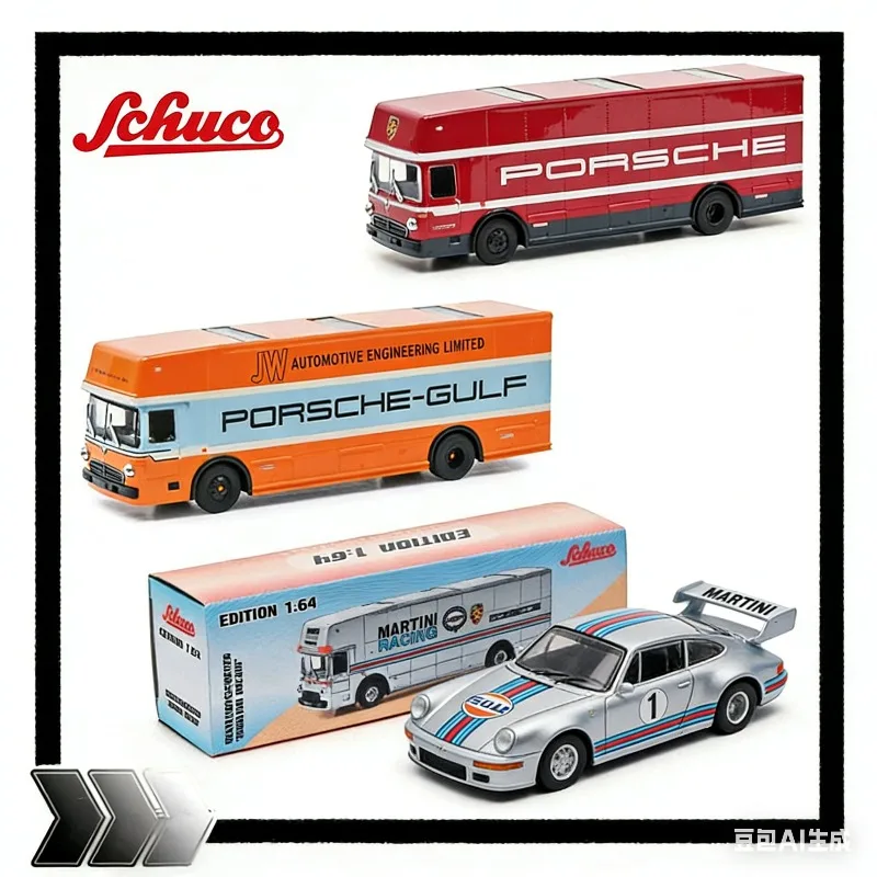 

Модель грузовика Schuco 1:64 Gulf Martini, детализированная статическая модель из сплава, игрушка для мальчиков, коллекционный предмет для взрослых.