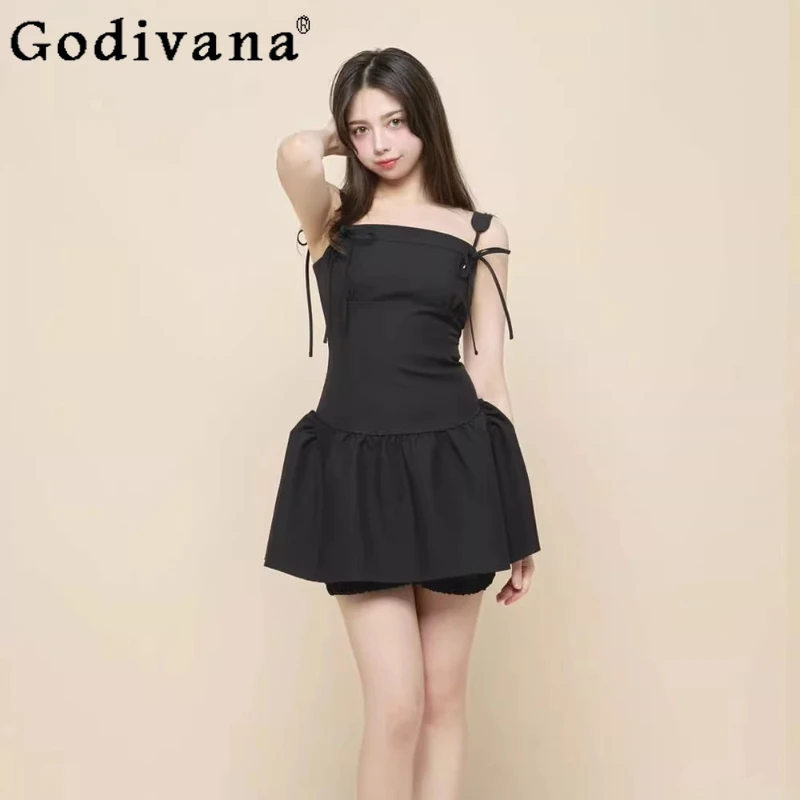 

Летний женский комплект 2026: облегающее платье без рукавов и шорты, 2 предмета, в японском стиле, милый Y2K топ и шорты, образ Y2K