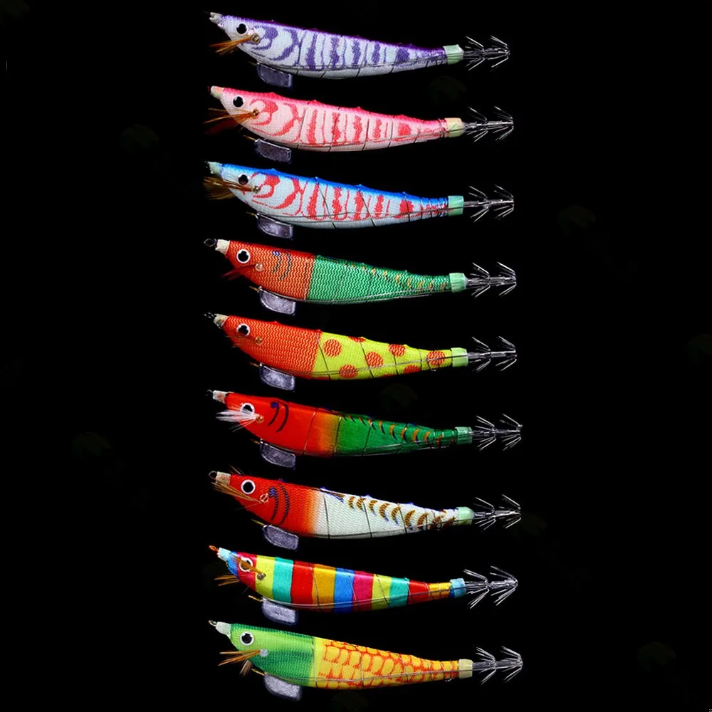 Octopus Squid Jig Luminous Lure12Cm-14.3G Wooden Shrimp Artificial Fishing Lures Octopus Cuttlefish Shrimp Hard Fishing Bait