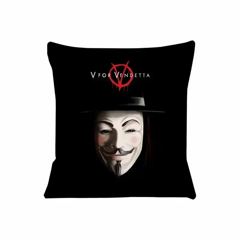 غطاء وسادة للأريكة ، غطاء وسادة لمقعد السيارة ، وسادة مزخرفة ، v ، vendetta ، 45x45 ، للمنزل ،