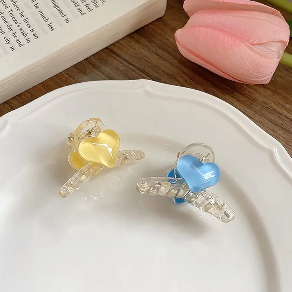 Pinzas de garra de tiburón de Color caramelo, accesorio para el cabello de corazón Simple, Pinza de agarre de flequillo, garra de pelo de Dama