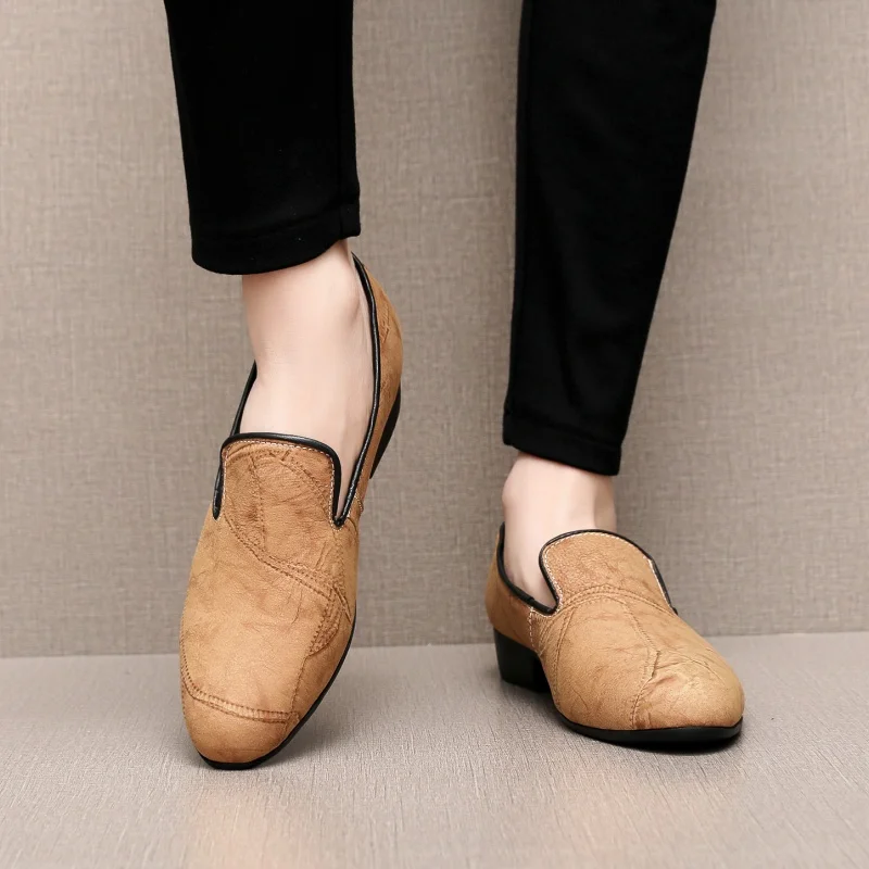 

Мужские деловые лоферы размера 40-50, мужская повседневная удобная дышащая цельная обувь для вождения и путешествий, мужская обувь в европейском стиле