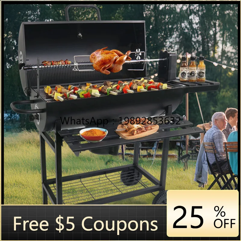 

LYY Outdoor Camping Stew Grill Electric Grill Fork American Charcoal BBQ Large Household Automatic