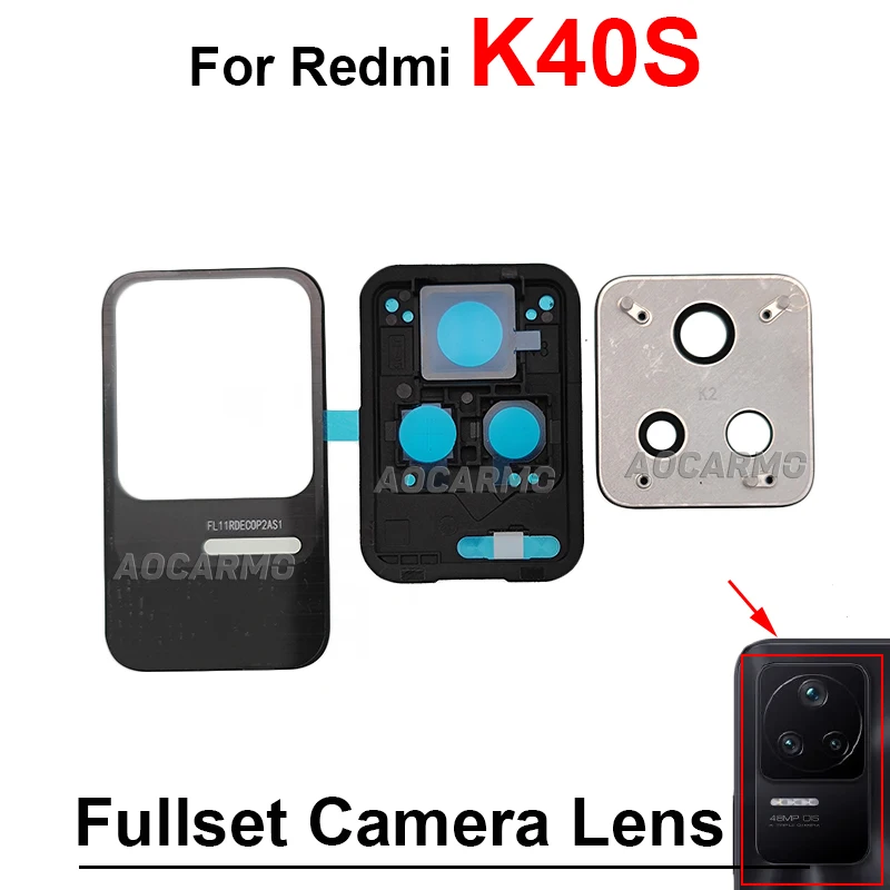 For Redmi K40s K50 Pro k50Pro Rear Lens Plate + Back Camera Lens With Frame Repalcement Parts