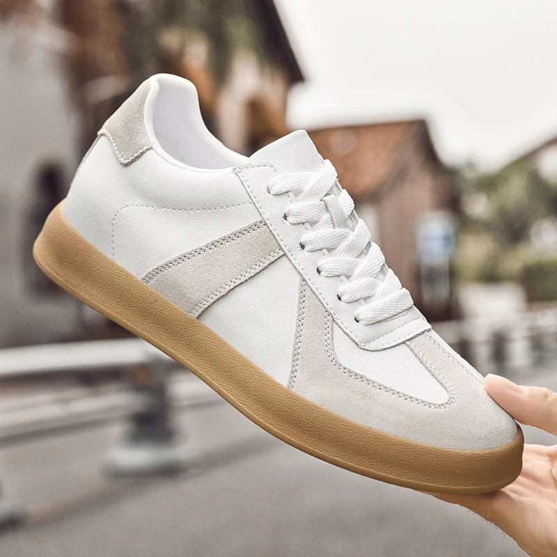 أحذية رجالية غير مرئية لزيادة الارتفاع 6/8 سم أحذية تدريب ألمانية قابلة للتنفس من الجلد الطبيعي أحذية رياضية كاجوال كلاسيكية