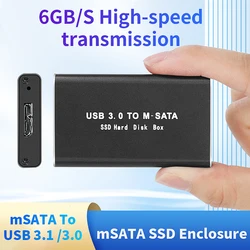 Mini funda SSD mSATA a USB 3,0, carcasa de disco duro mSATA USB 3,1, adaptador externo de disco duro de estado sólido para 30x50 mSATA SSD funda disco duro externo