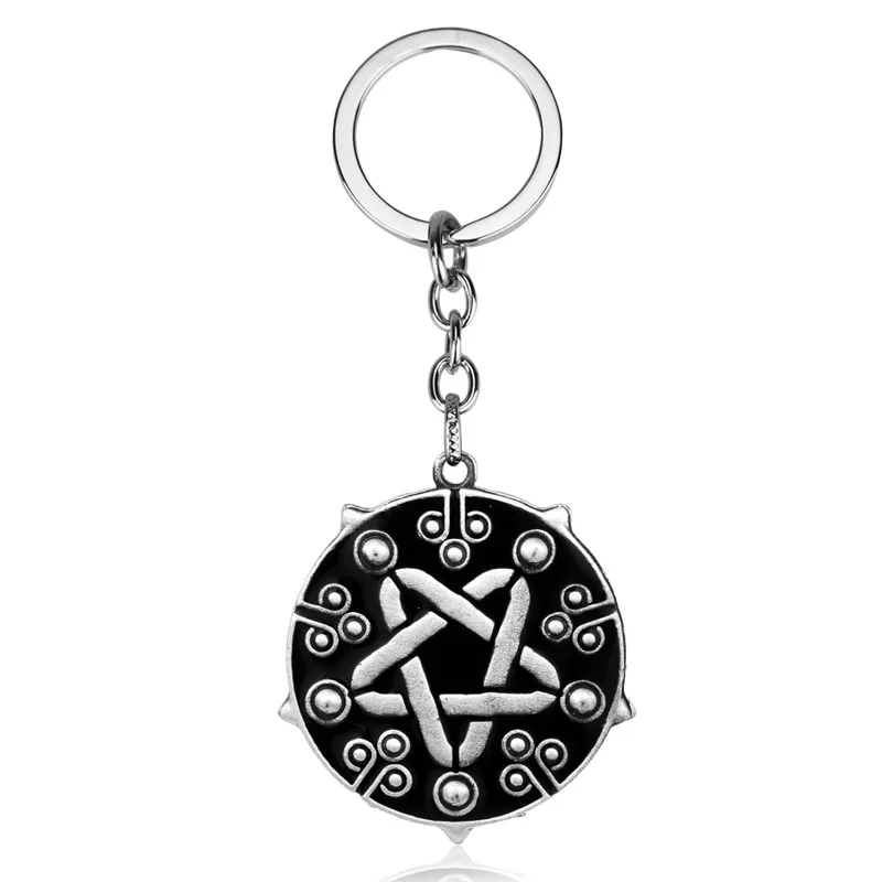 Witch Game Series Keychain Exquisite Punk Style Action Role Playing Pentagram Pendant Keychain Game Enthusiast Jewelry Gifts