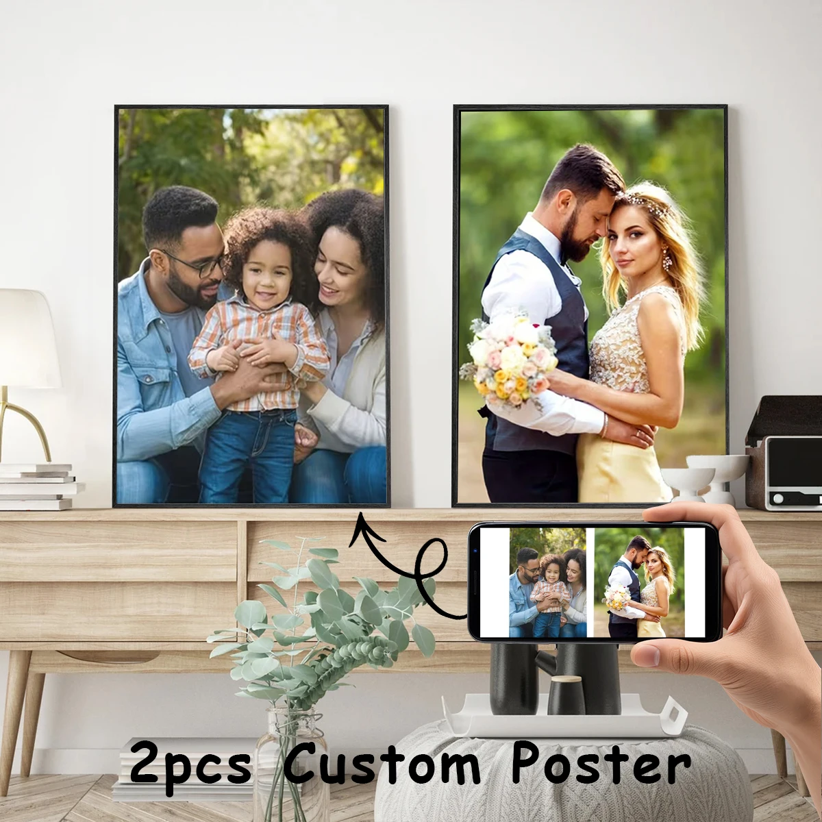 [Anpassung] 2 Stück Foto-Leinwandposter als Valentinstagsgeschenke, Hochzeitspaare, Familie, Tierkunstdrucke für die Wanddekoration zu Hause