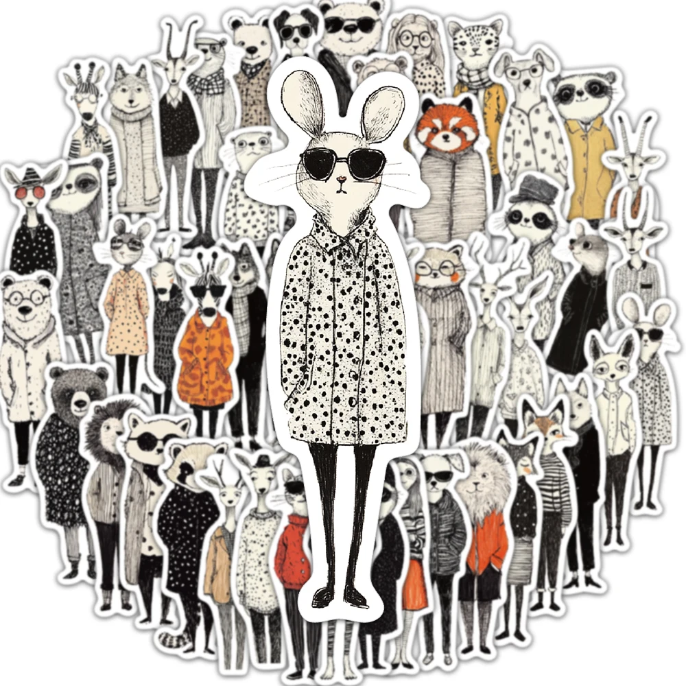 50 Stück Retro Mode Tier Cartoon Aufkleber Coole Stilvolle Personalisierte Kunst Dekoration Scrapbook Wasserbecher Handyhülle