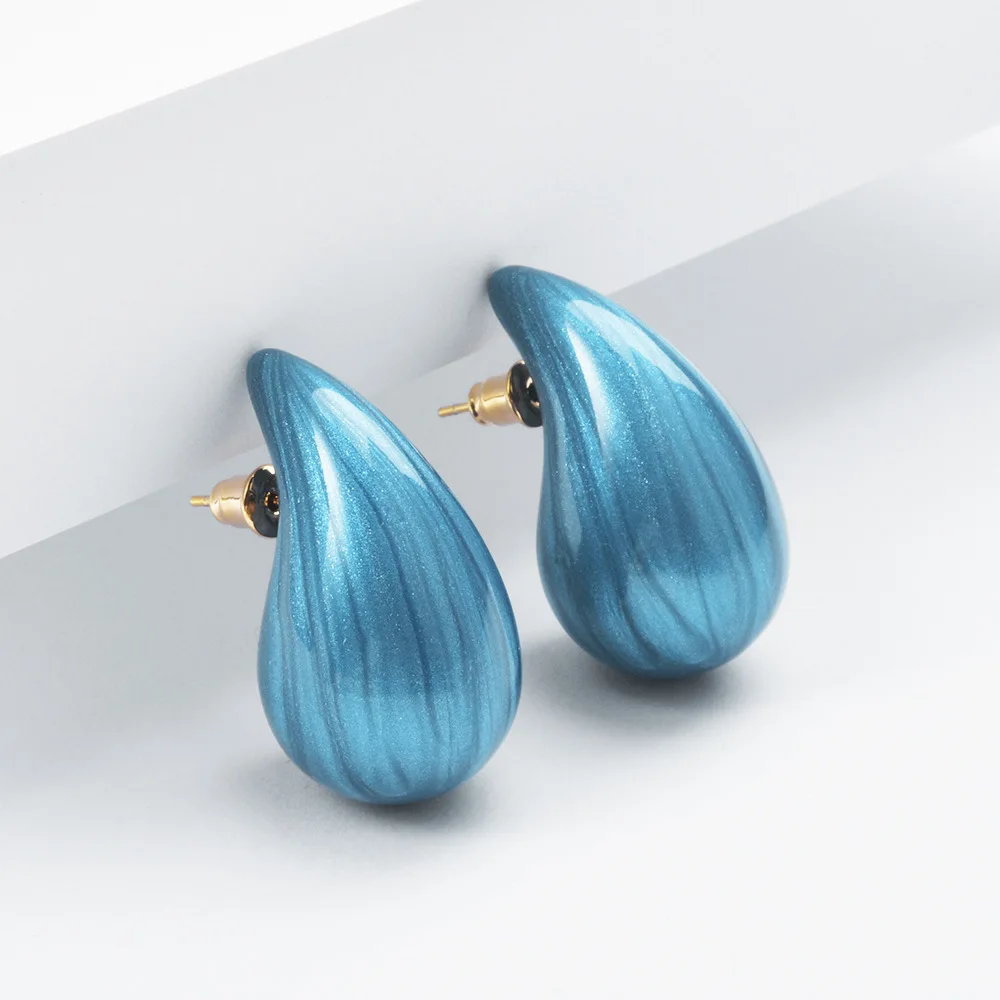 

New Arrival Waterdrop Shape Chunky Dome Charm Earrings for Women Multi-colorFashion Female Enamel Ear Jewelry Accessories Gifts