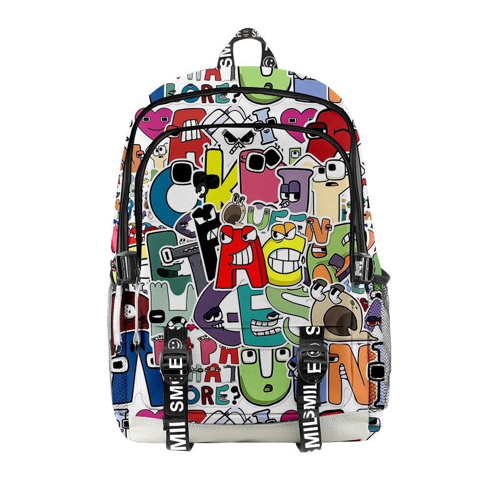 Harajuku Novelty Cool School Bags Unisex Alphabet Lore Travel Bag 3D Print Oxford Waterproof Notebook Shoulder Backpacks