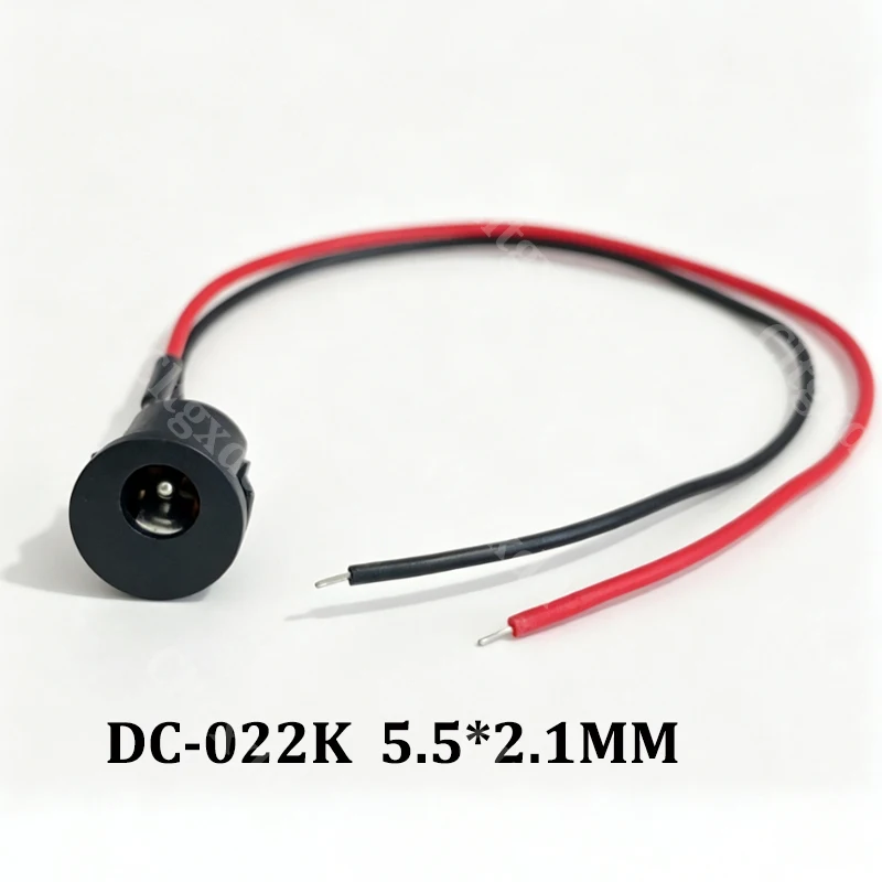5 Stück DC-022K DC-Stromanschlussbuchse 5,5*2,1mm/5,5*2,5mm Einbaubuchse mit 20cm Rot-Schwarz-Kabel für DIY-Elektronik – Detail 7