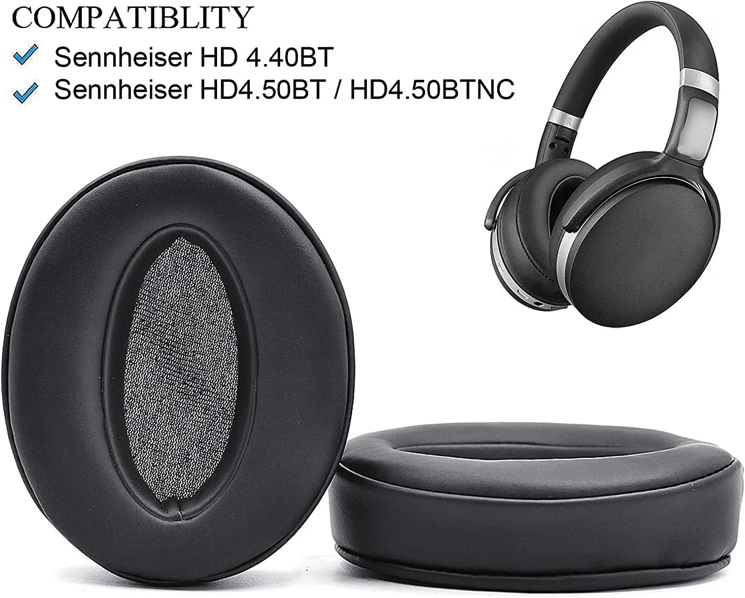 HD4.50BT Ear Pads Replacement Type Memory Foam Leather Ear Pads Suitable for Sennheiser HD4.50BT HD4.50BTNC HD4.40BT Headset