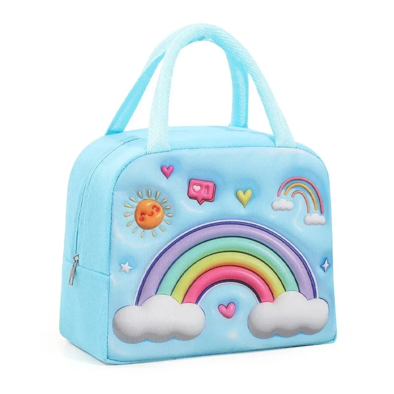 子供用ランチバッグ 3D漫画フード収納バッグ キッズ用 厚手アルミホイル製フレッシュアイスバッグ ランチ用フルーツ収納ボックス