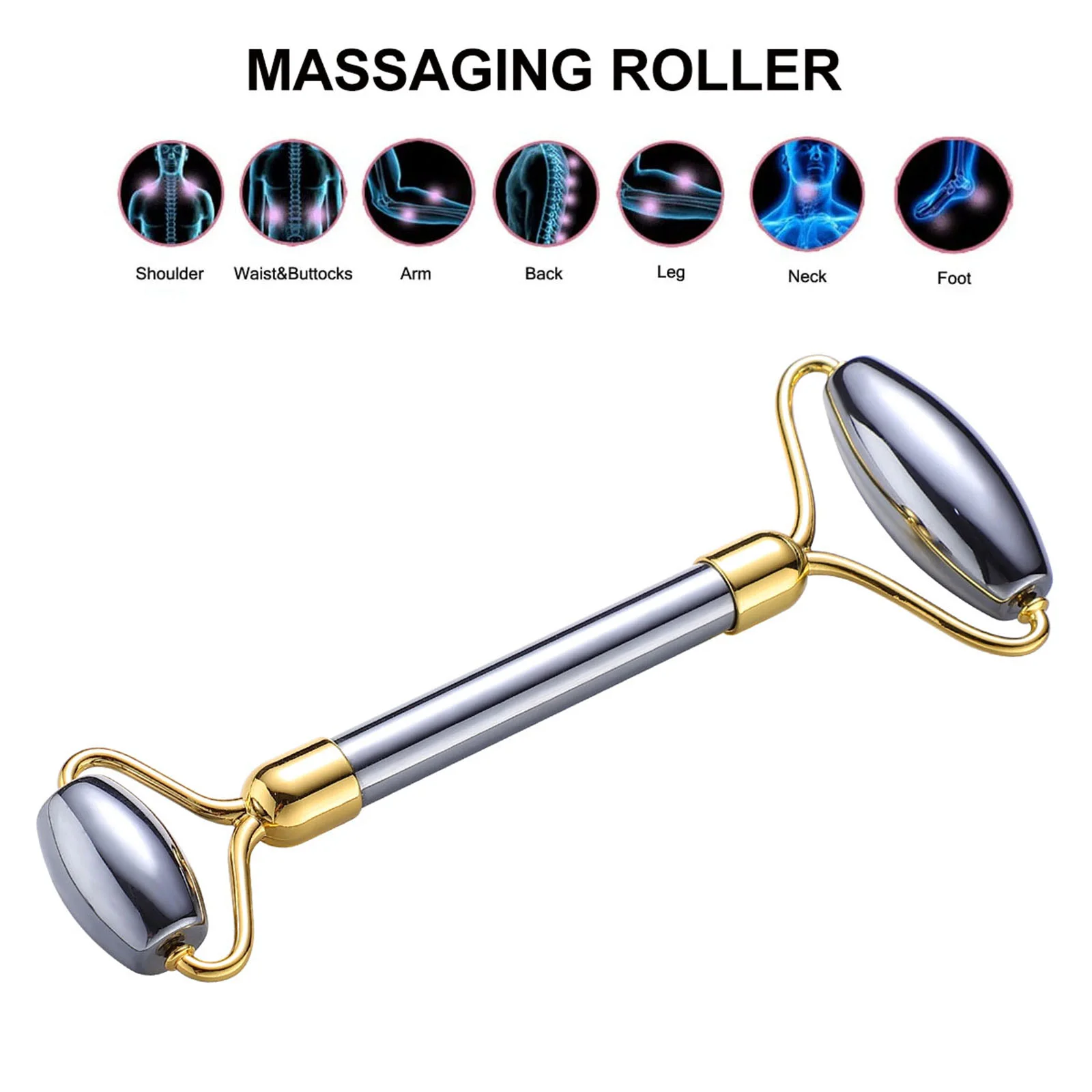 Roller Massager Stone Facial Self-care Tool Massaging Dual Heads Face Comb Firming Skin Ore Wrinkles Natural