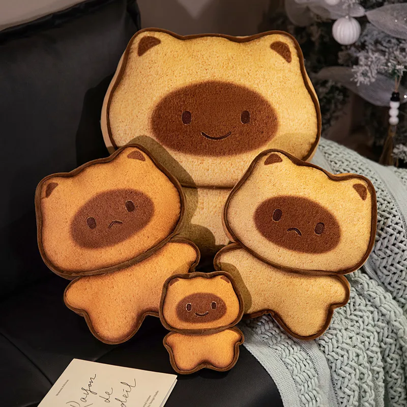 17-50cm Cartoon Soft Biscuit Toast Cat Soft Stuffed Doll New Bread Cat Plush Toy Decor Birthday Gift