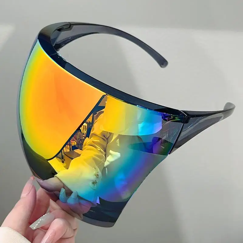 Full Face Shield Protective Goggles Color Plated Anti Dust Windproof Oil Splash UV Protection Safety Glasses For Outdoor Cycling
