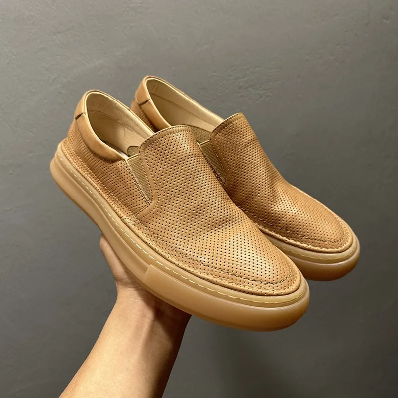 

Мокасины в британском стиле, мужская повседневная обувь из воловьей кожи, дышащие кроссовки из натуральной кожи на мягкой подошве, мужская кожаная обувь на плоской подошве