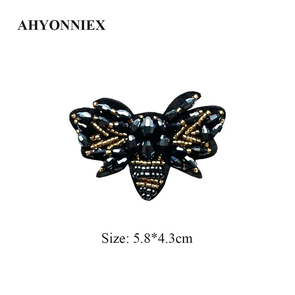 AHYONNIEX 5 pz/lotto Patch di perline di strass fatte a mano api moda cucire su toppa per vestiti scarpe di perline Applique Patch carine