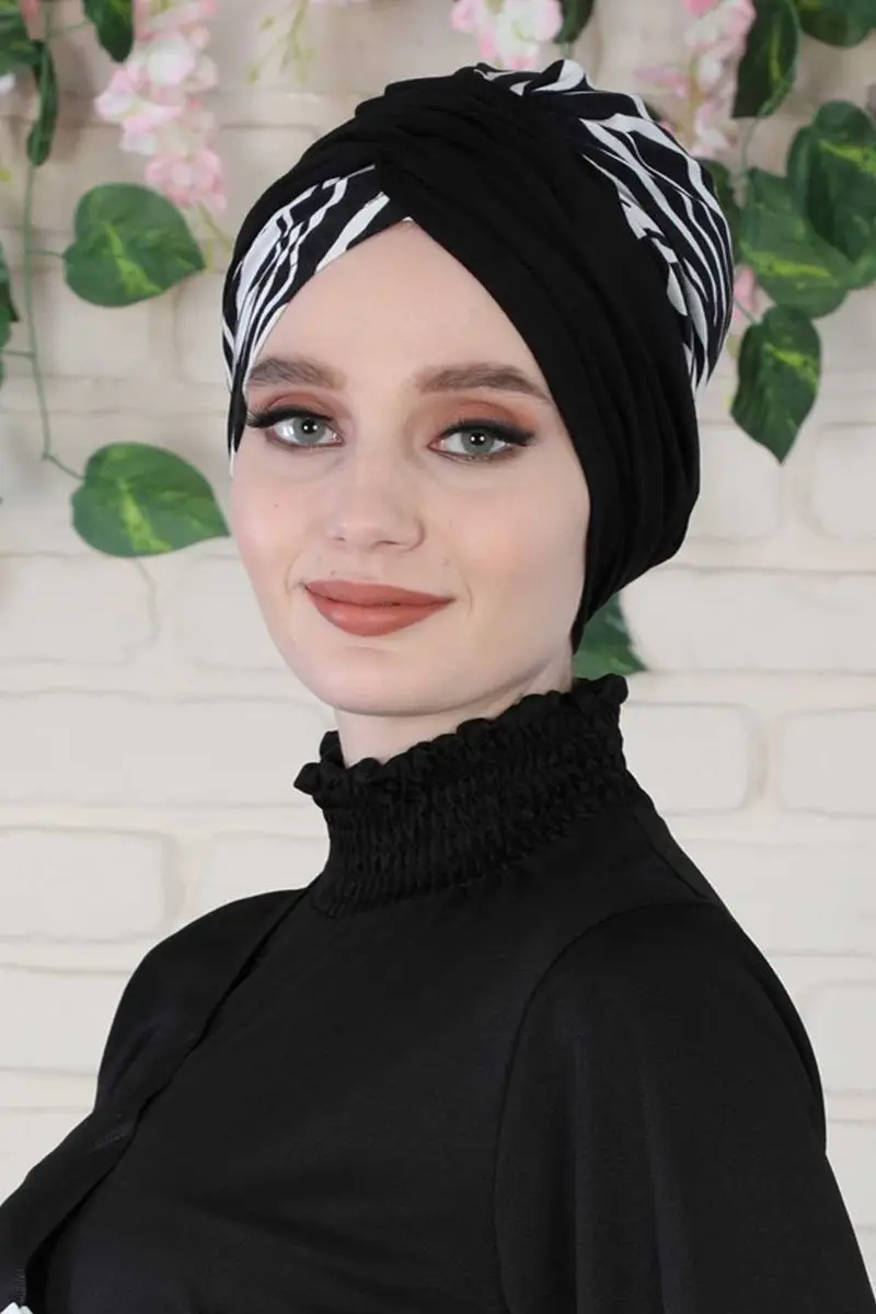 Hijab osso cor sólida e zebra padrão