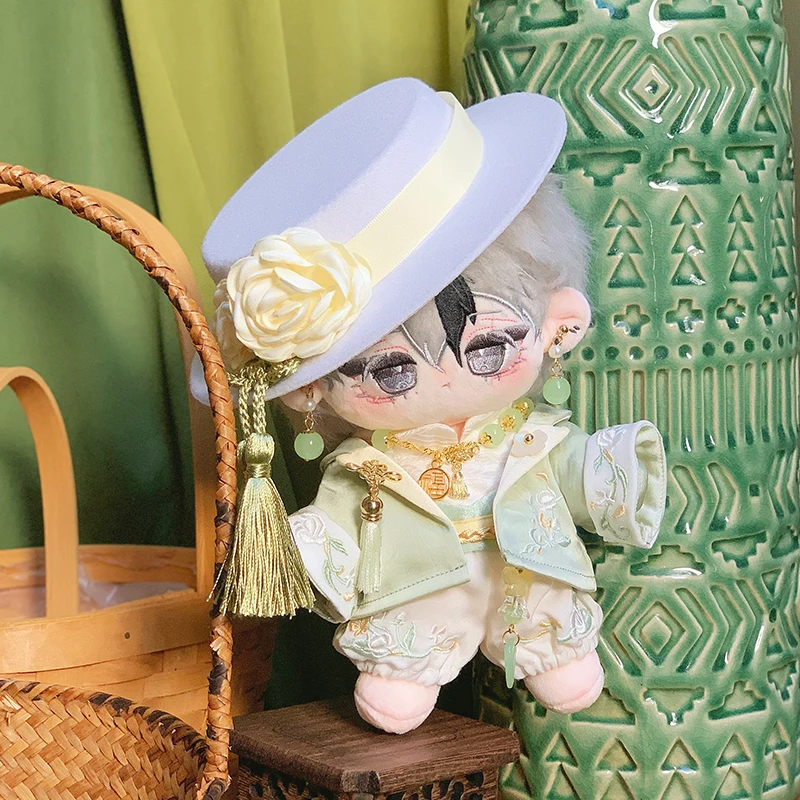 Vestiti per bambole da 20 cm Cappotto verde Pantaloni Collana Earclip Cappello Costume Abbigliamento Completo Peluche ripiene Accessori per bambole Anime Toy Kids