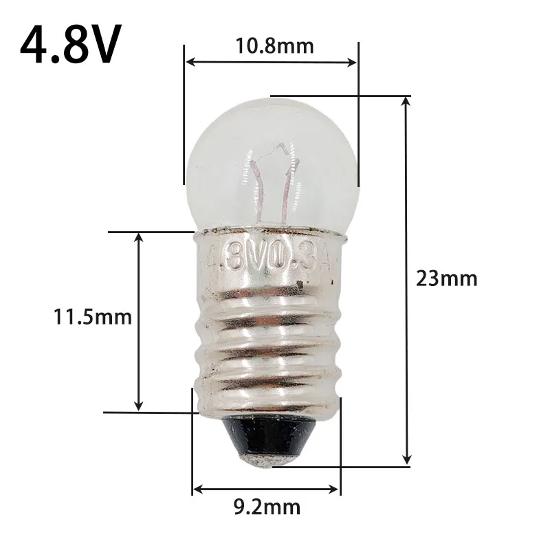 JOYING LIANG 4.8V 0.3A Light Beads E10 Screw Lamp Bulb Flashlight Accessories Electric Power Laboratory Supplies (10pcs/lot)