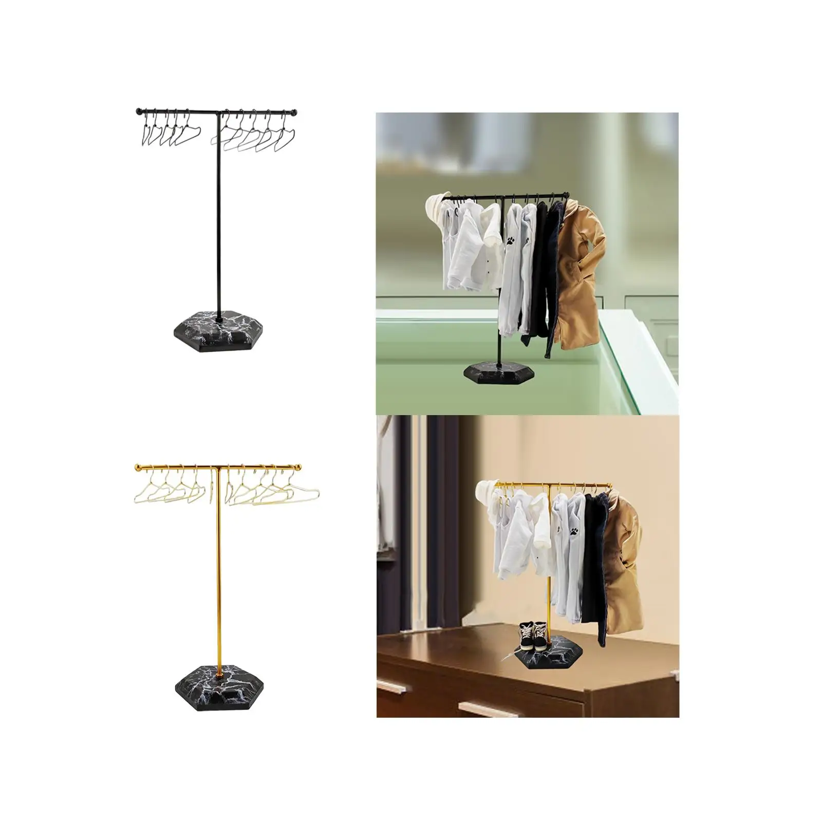 Rak Garmen Skala 1/6 dengan Gantungan Baju untuk Lanskap Mikro Rumah Boneka