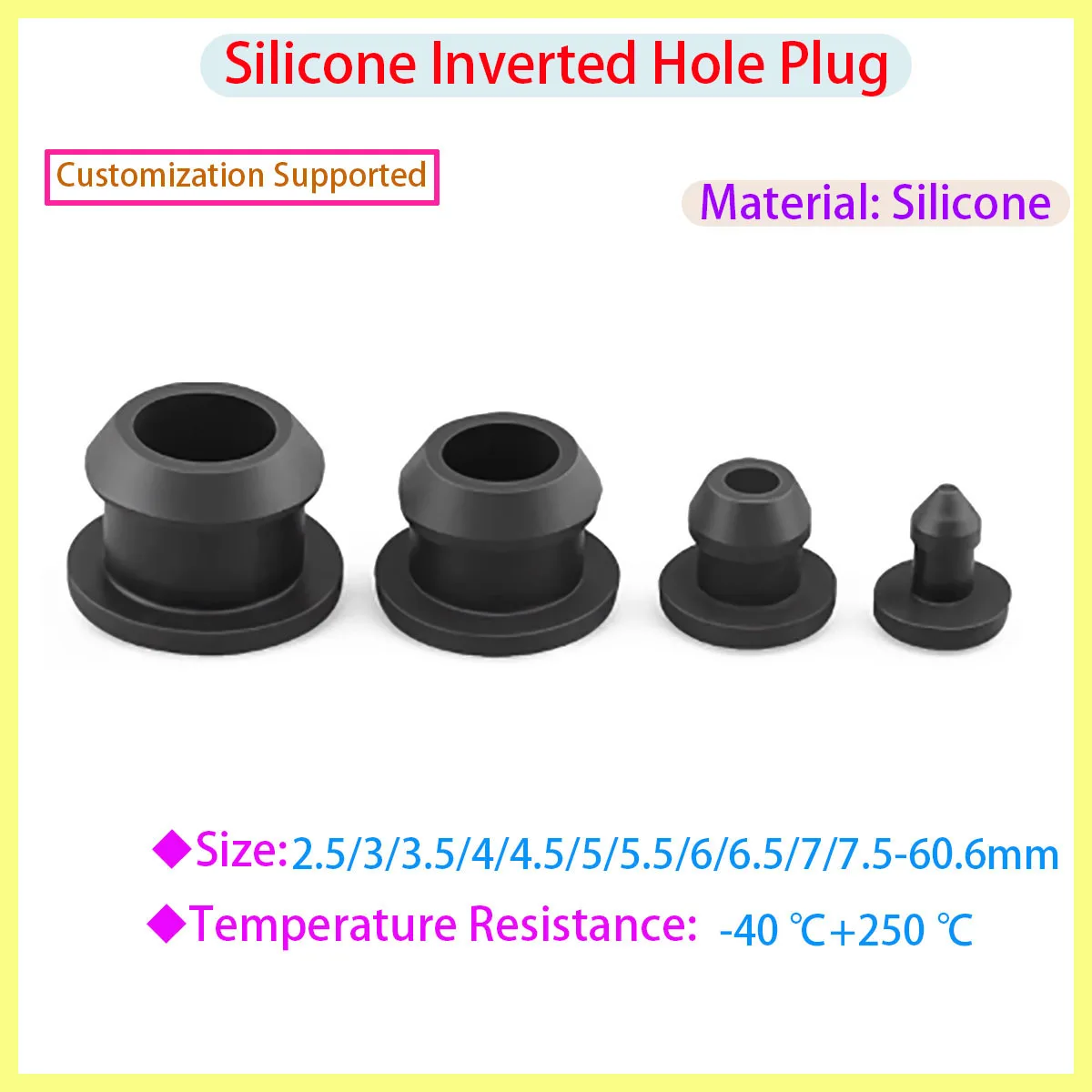 

Silicone Threading Buckle Type Round Hole Sheath Plug Black 2.5/3/3.5/4/4.5/5.5/6/6.5/7/7.5-50.6mm