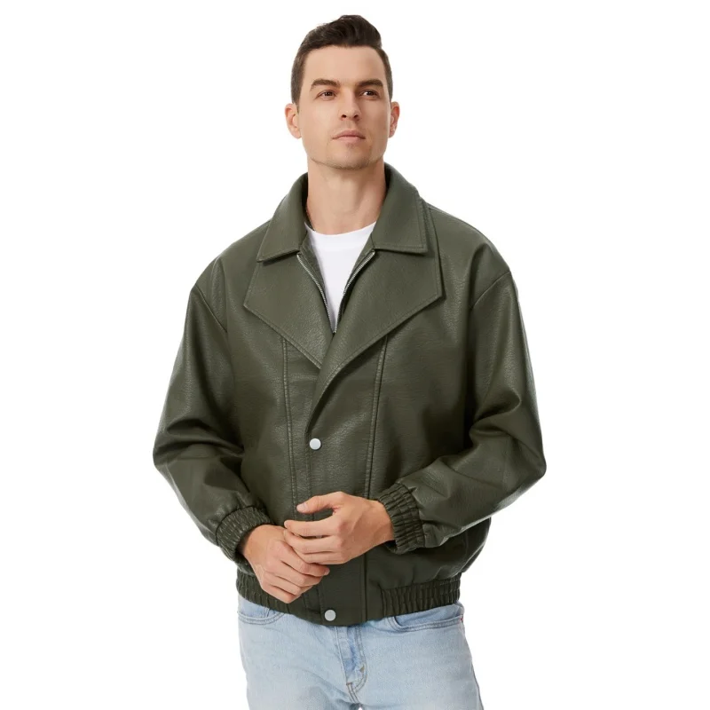 

Мужские куртки из искусственной кожи, большие размеры, мужская куртка, корейская модная куртка из искусственной кожи, мужская модная повседневная черная куртка на молнии