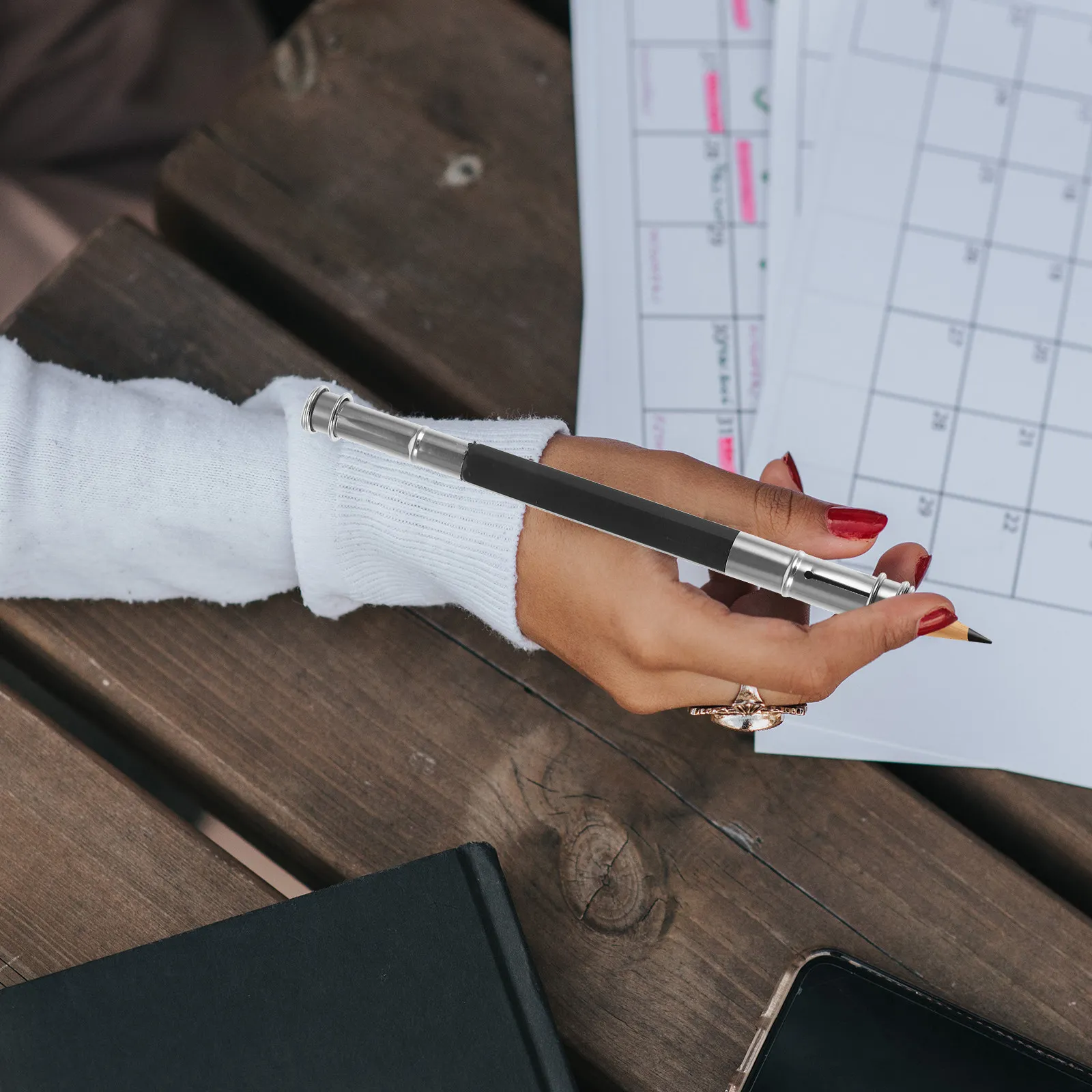 

5Pcs Metal Pencil Extender for Artists Stainless Steel Colored Pencil Extender Holder Sketch Drawing Tool Office School Supplies